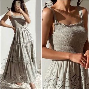 Zara embroiders khaki dress